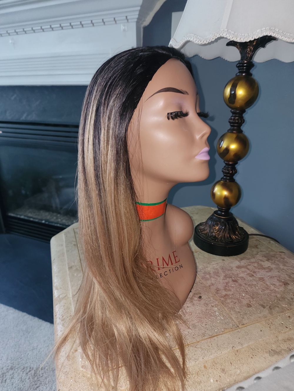 Pure Collection Long Straight Ombre Wig - Dark Roots to Honey Blonde Half Wig